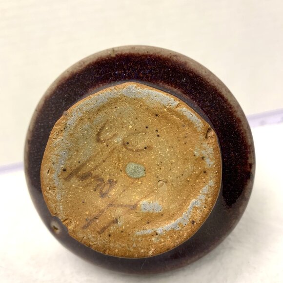 Drip Glazed Pottery Oil Lamp Handcrafted Signed Hough Footed Unused - Picture 4 of 4